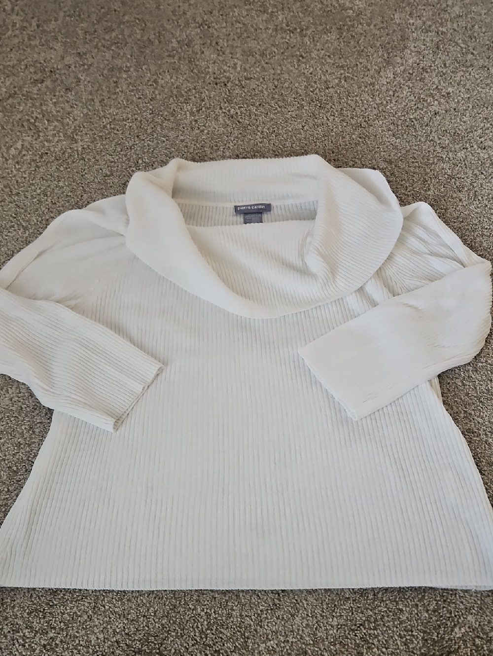 Pierre Cardin Cream Cowl Neck Ribbed Sweater